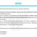 Aviso: sobre reinicio de estudios 2022-I