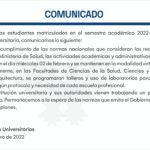 Comunicado: sobre semestre académico 2022-I