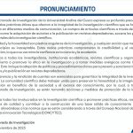 Pronunciamiento Vicerrectorado de Investigación